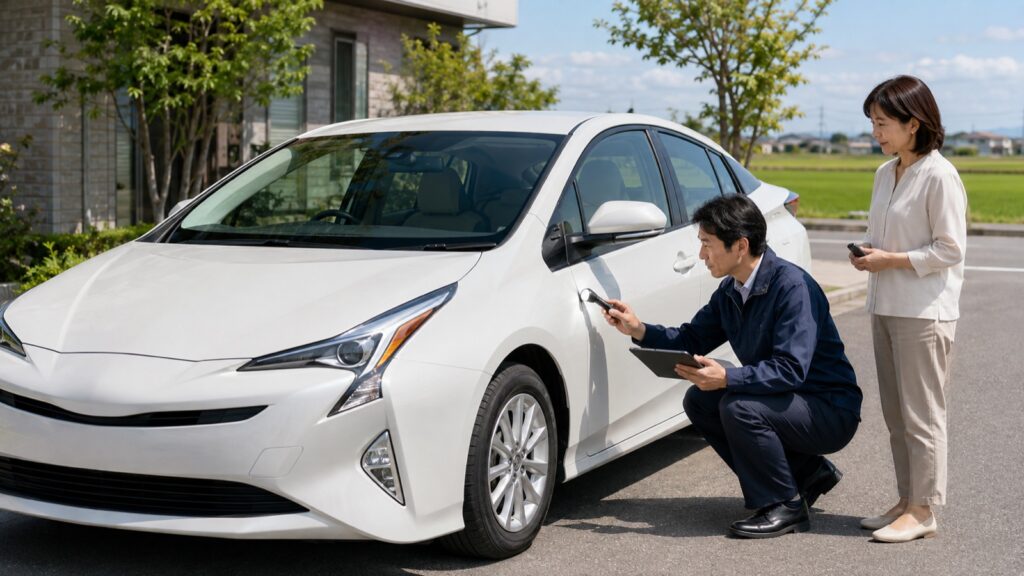 ハイブリッド中古車はお得を確認する車選びのイメージ